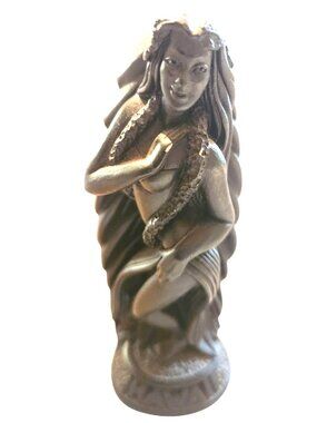 Coco joe Hawaiian Hula Girl Souvenir Figurine 5" Hawaii Black Resin Statue